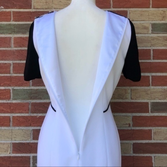 Elie Tahari Color Block Keyhole Black White Short Sleeve Dress 👗 - Picture 8 of 14